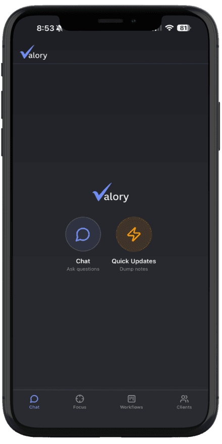 Valory mobile — chat